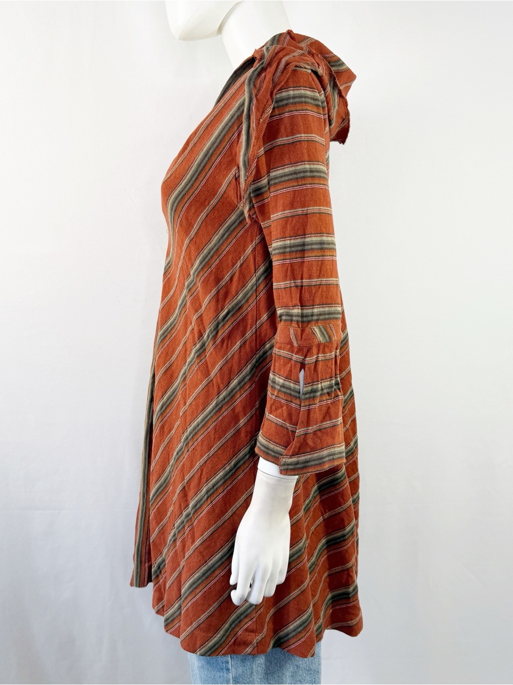 New Romantics by Free People Brown Striped Tunic Dress Size S Hippie Boho - Picture 3 of 8